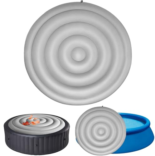 140CM Runde Whirl-poolabdeckung, Aufblasbare Badewannenabdeckung,Premium Energiesparende Whirl-Pooldeckel, Universelle Aufblasbare Whirlpool-Abdeckung (grau 140cm)
