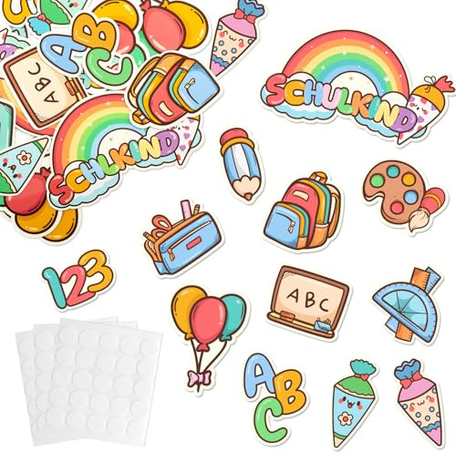 WAMIOKAGRO 60 Stück Einschulung Deko Konfetti Bunt, Tischdeko Einschulung Mädchen Junge, Streudeko, Schulkind Deko Schulanfang 2026 Schultüte Füllung Tischdekoration für Schuleinführung