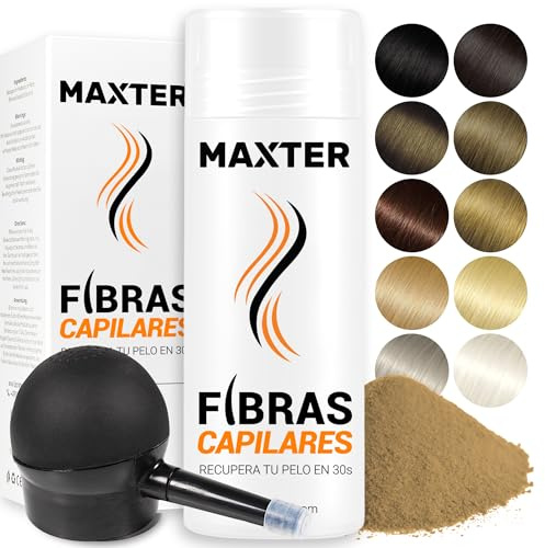Maxter Streuhaar zur Haarverdichtung MITTELBLOND + Spray Applikator - Haarpuder gegen Kaschierung von Haarausfall - Haarpuder Männer und Frauen - Mikrofaser in Pulverform - Hair Fiber
