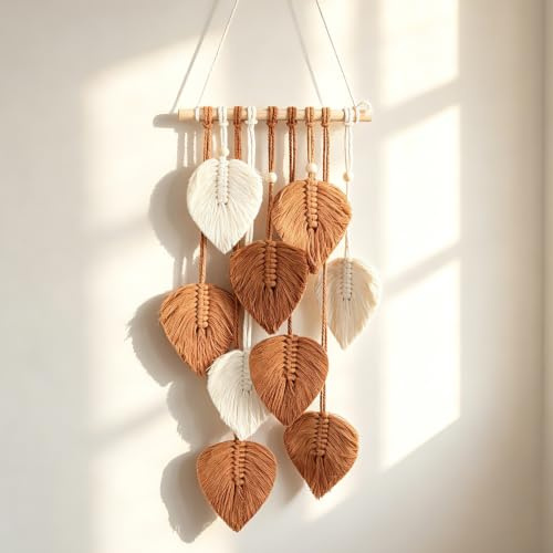 Zaewry Makramee Wandbehang Boho Wanddeko, Handgewebte Wandteppiche | Boho Wandbehang, Blätter Quaste Wanddekoration für Schlafzimmer Wohnzimmer Balkon