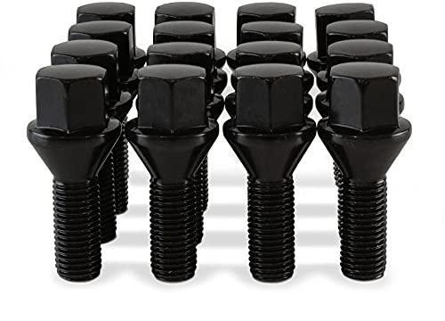 16 x Black Wheel Bolts Nuts for Renault Clio with Genuine & Aftermarket Alloys - 16BM17B156