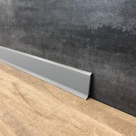 10 Meter Fußleisten | Sockelleisten 60 x 12.8 mm25560-0107 aus PVC Hartschaum mit durchgefärbter Weichlippe| Kunststoff-Leiste Grau