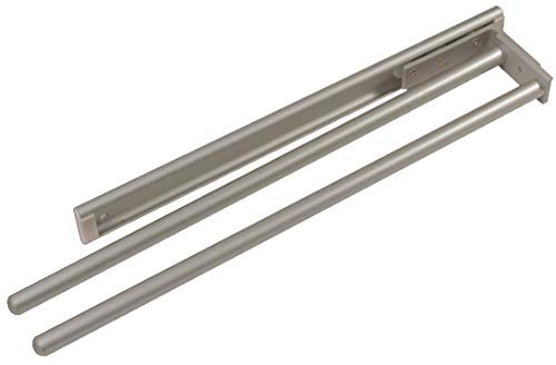 Pull Out Kitchen Bathroom Tea Towel Holder Rail 2 Arm Aluminium Finish x1