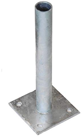 EXCOLO Pfostenträger Halter Adapter Ø34mm – Feuerverzinkte Bodenplatte für Rundpfosten, Maschendraht- und Schweißgitterzaun, Montage auf Beton, Pflaster oder Mauern, 25 cm