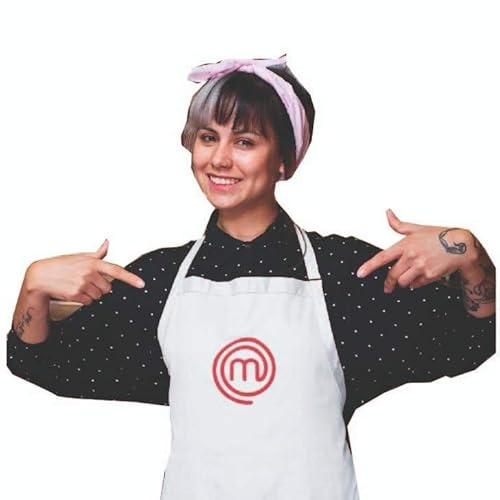 SAQUITOMAGICO Delantal Oficial Masterchef Adulto Bordado.-Producto con Licencia Oficial.-Novedad 2021 (blanco)