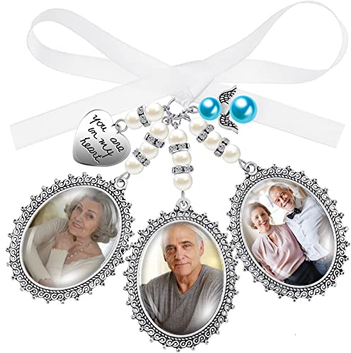 Wedding Bouquet Charm, Bouquet Charms for Wedding Memory, Bridal Lacy Oval Photo Charm, Memorial Bride Angel Pendant for Bridal Shower Party, You are Always in My Heart