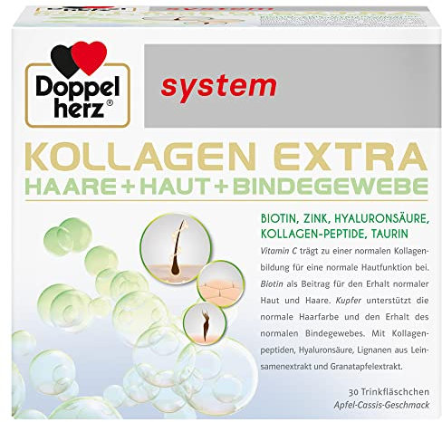 Doppelherz system Kollagen Extra – Mit Biotin als Beitrag für den Erhalt normaler Haut & Haare – 30 Trinkfläschchen