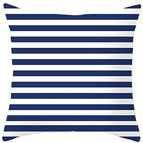 Lieson örngott dekorativ, 1 st 16 x 16 utomhus kuddöverdrag soffa kuddfodral blå vit 40 x 40 cm randigt mönster, polyester