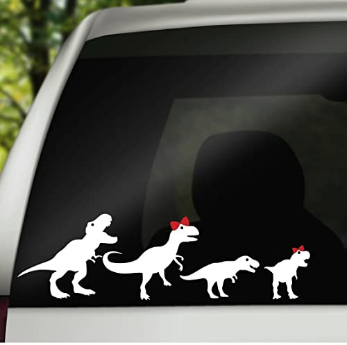 myrockshirt Süße Dinosaurier Familie Mama Papa Kinder 20 cm Aufkleber Sticker Autoaufkleber ohne Hintergrund freie Farbwahl