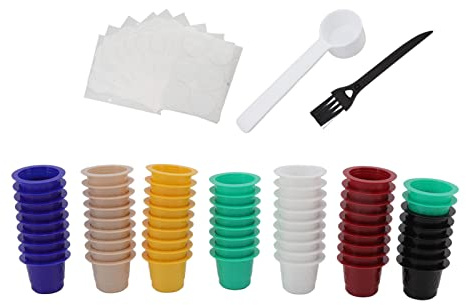 Capsules de Café Jetables, 60 Capsules Remplissables Dosettes avec 10 Couvercles en Aluminium Scellés, Cuillère et Brosse Capsules de Café en Plastique Tasse Dosettes de Café
