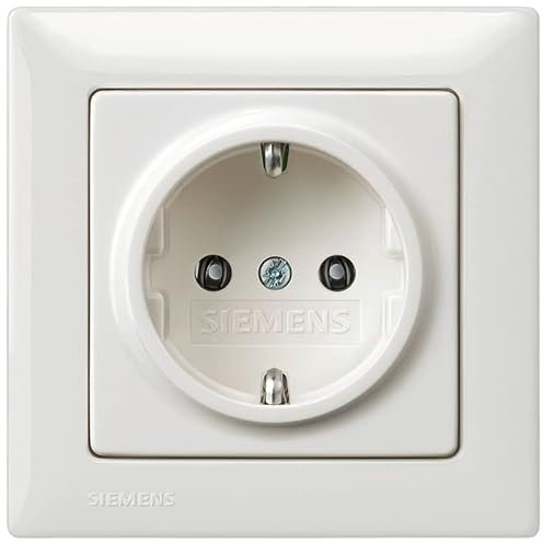 SIEMENS - Siemens Komplettset Steckdose - SCHUKO-Steckdoseneinsatz & 1-fach Rahmen in titanweiß, für Unterputz, 5UB1511, 5TG2551-0