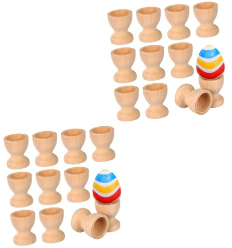 Gadpiparty 30pcs Egg Holder Wooden Egg Cup Educational Storage Cups Easter Toys Stand Holders for Boys and Girls