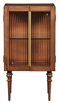 FIONEL Barschrank Holzweinschrank mit Glastür und Lagerfach, Retro -Seitenschrank Aufbewahrungsbuffet for Wohnzimmer und Zuhause Wine Rack
