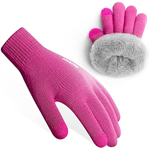 Rahhint Unisex Kinder Handschuhe Winter für Jungen Mädchen Thermohandschuhe Touchscreen Winterhandschuhe Warme Wollstrickhandschuhe mit Fleecefutter 3-15 Jahre