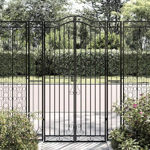 Tidyard Garden gate black 121x8x180 cm wrought iron Model363433