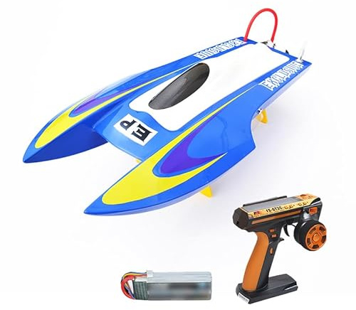 wheelfun RC Katamaran Boot M440 31MPH Elektrische Rennboote Fiberglas RTR RC Boot für Pool und See mit Motor Servo ESC Fernbedienung Batterie