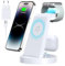 3 in 1 iPhone Ladestation Kabelloses Ladegerät für Apple - Wireless Charger für 16e 16 15 14 13 12 11 X Pro Max & Apple Watch 10 9 8 7 6 SE 5 4 3 2 Air Pods 4 3 Pro mit 18W Fast Adapter(Weiß)