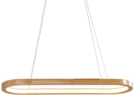 Pendelleuchte LED Pendellampe Dimmbar Mit Fernbedienung Esstischlampe Esstisch Holz Hängelampe Oval Höhenverstellbar Deckenleuchte Für Wohnzimmer Schlafzimmer Arbeitszimmer Büro Esszimmer,33W