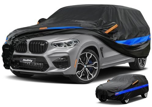 Holthly Bâche Voiture SUV Extérieur, Housse Protection Voiture 100% Étanche Anti UV Soleil, Bâche pour 4x4 Audi Q5, BMW X3, Renault Koleos,VW Tiguan Allspace, etc. YL