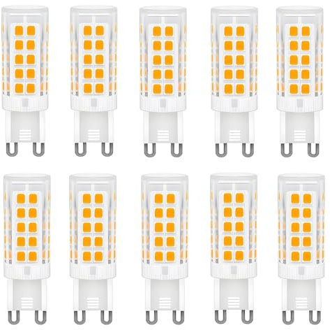 WULUN G9 LED Lampe 5W, 500LM, Warmweiß 3000K, Ersatz 40W-50W Halogenlampe, G9 Sockel, Kein Flackern, Nicht Dimmbar, für Kronleuchter, Deckenleuchten, Wandleuchten, AC 220-240V, 10er Pack