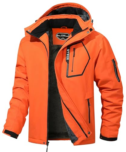 UTWGN Herren Skijacke Winter Warm Schneemantel Wasserdicht Windbreaker Kapuze Arbeit Outerwear Snowboardjacken