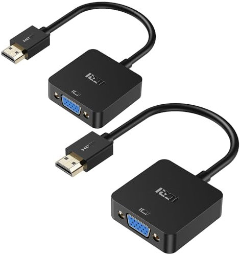 ICZI Adattatore VGA HDMI 1080p 60hz Full HD Convertitore HDMI Maschio a VGA Femmina per Computer Portatili, Chromebook, Raspberry Pi, Proiettore, Monitor - 2 Confezioni