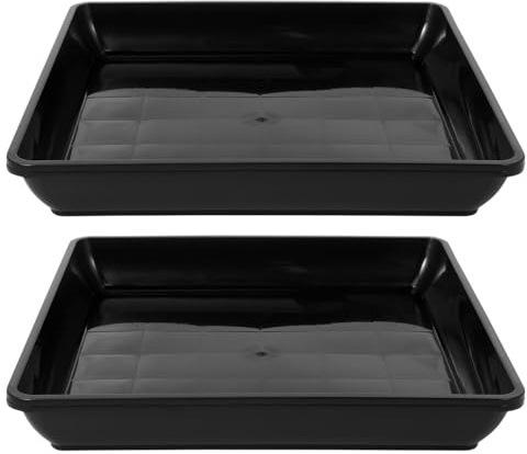 POPETPOP Paquete de 2 platillos para macetas: bandeja de goteo de agua de plástico para plantas, platillos para macetas, bandejas de recogida de agua para interiores y exteriores