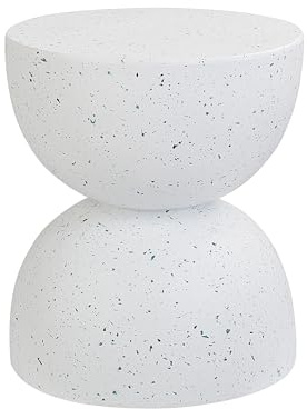 Beliani Beistelltisch Beton und Glasfaser weiß Terrazzo Optik rund ⌀ 40 cm modern Caoria