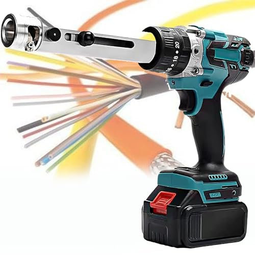 DPLWJPP Máquina Peladora Cables Eléctrica, Peladora Cables Recargable, con 20 Casquillos, Removedor Cubierta Cables para Reciclaje De Chatarra De Cobre