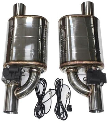 Schalldämpfer 1 Paar 2 Stück Schalldämpfer Edelstahl Universal Auto Abgasanlage Elektrische Ventilsteuerung Auspuffrohr Kit Einstellbarer Ventilwinkel Endrohr(A 63MM)