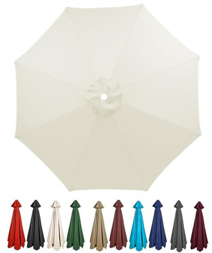 IMUNKT Sonnenschirm Ersatz Überdachung, Rund 300cm 6 Rippen/8 Rippen, Marktschirm Ersatzbezug UV30+, Nur Baldachin, Bespannung Für Outdoor Terrassenschirm Strandschirm Ampelschirm(Beige,300cm/10ft-8 r