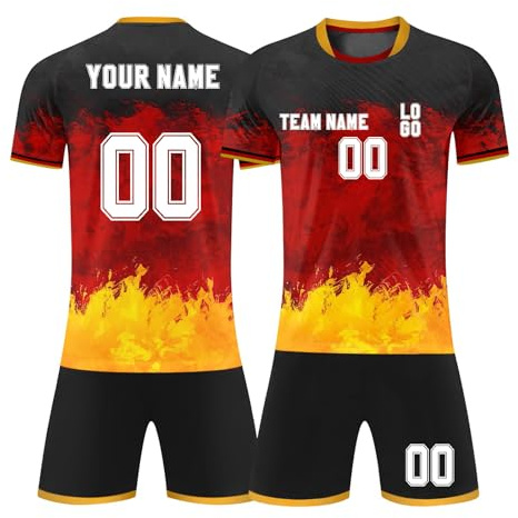 Deutschland Trikot EM 2024, personalisiert mit Namen und Nummer, Fußball-Trikot für Kinder, Herren, Damen, T-Shirt, Shorts