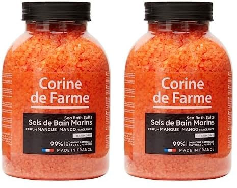 Corine de Farme - Sales de Baño Marinas Relajantes Harmony Mango 1,3 Kg - Rápida Disolución - Fórmula Clean Beauty y Ecológica - Sin Sulfato - Fabricado en Francia - Envase Reciclable (Paquete de 2)