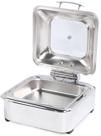 TSLVTA Chafing Dish Buffet Set 6L Stainless Steel Food Warmer with Glass Lid Catering Warmer for Parties Dinners Catering Buffet Maintains Temperature