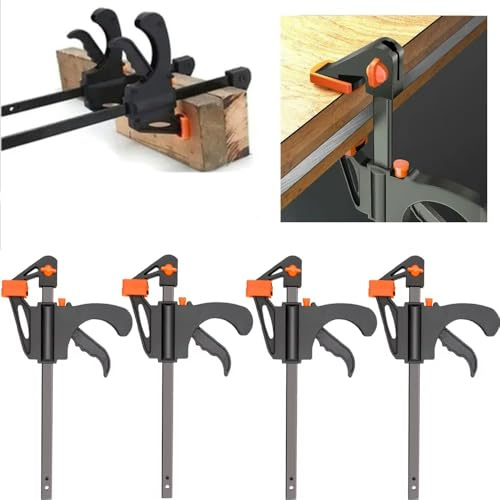 Hebelzwinge,Tischzwinge,Führungsschiene Zwinge,4pcs mit Hebelgriff,Gesamtlänge 474mm Spannbereich 307,Schnellverschlussmechanismus,eine Sekunde zum Lösen der Befestigung zum Schleifen,Schneiden