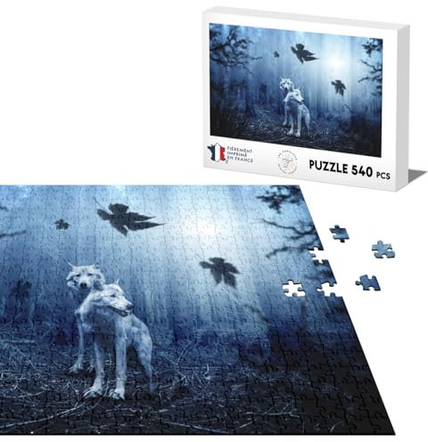 Puzzle Classique 540 pièces Couple de Loup Foret Sombre Animaux Sauvages Nature