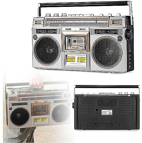 Lecteur de Cassettes Boombox Bluetooth rétro, Lecteur CD Boombox avec Radio AM/FM, Prise en Charge de l'entrée SD/USB, récepteur et Haut-parleurs Bluetooth, Style Classique des années 80 avec Tech