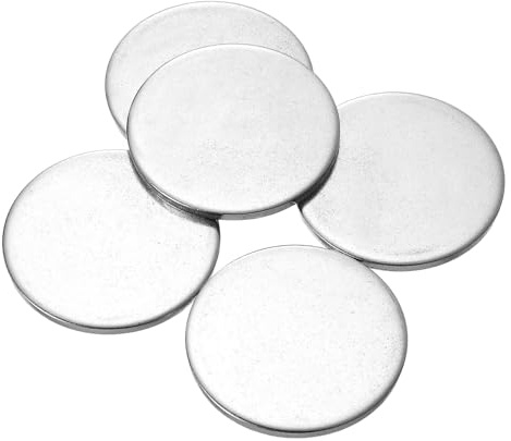 QUARKZMAN 5pz Disco in Acciaio Inossidabile, 1 25/32(45mm) Dia 0,12(3mm) Spessore 304 Acciaio Inossidabile Piatto Tondo Foglio Vuoto Tondo Cerchio Piastra per Artigianato Stampa Metalli