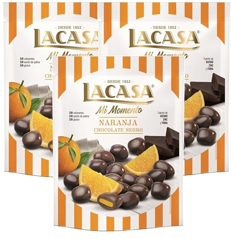 Lacasa Lote de 3x Bolsitas Mi Momento Naranja con Chocolate negro 125G