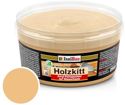 Isolbau - Holz-Spachtelmasse 250g für Außen und Innen - Reparaturspachtel Fertigspachtel Schnelltrocknend - Lärche (Nr. 2)