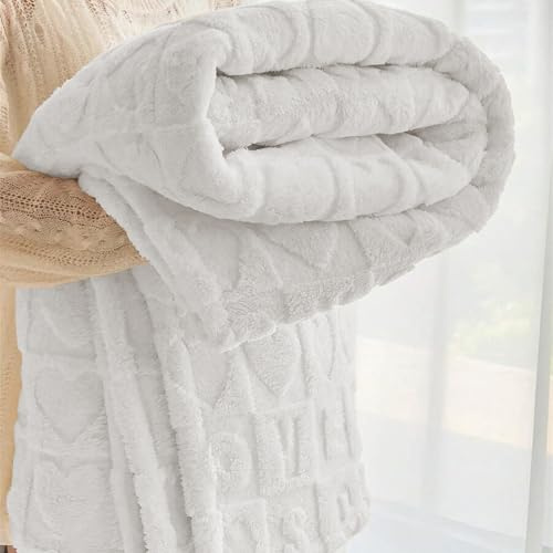 Herz Flauschig Kuscheldecke – Dicke Und Warme Sofadecke Vielseitig Blanket, Weiche Korddecke, Couchdecke Überwurfdecke Decken, Gemütlicher Wohndecke für Sofa Couch Bett (Beige, 200 x 230cm)