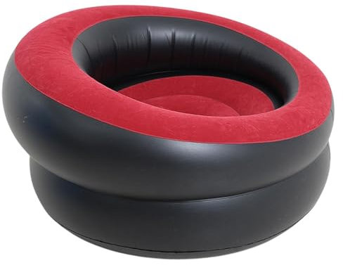 LOVIVER Aufblasbarer Lounge-Sessel, aufblasbarer Sessel, Einzelsitz-Sofa, Luftsofa, aufblasbare Couch für Hinterhof, Balkon, Picknicks, Strand, Outdoor, Rot Schwarz