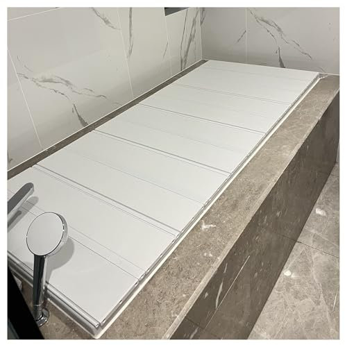 ShAzanz Bandeja Bañera Plegable Cubierta De Bañera Bastidor De Almacenamiento, PVC Aislamiento Tablero A Prueba Polvo Bandejas para Bañera Tapa Almacenamiento, Teniendo 40kg Plegable(80x120x1.2cm)