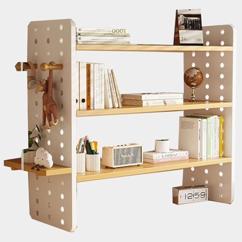 Schreibtischregal aus Holz mit Seitenlochplatte, stapelbar, Bücherregal, Schreibtischzubehör für Schlafsaal