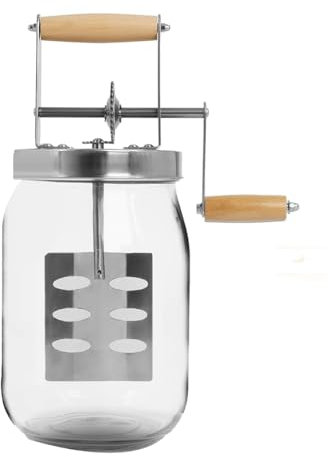 Janasiba Mantequera de Vidrio de 1,5 L, Gran Capacidad de 52 Onzas Líquidas, Mantequera Manual, Tarro de Albañil, Mantequeras para Hacer