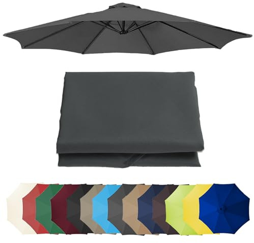 Auvent De Rechange Pour Parasol 3.0m/3.50m, 6 Baleines/8 Baleines Toile De Rechange Pour Parasol Déporté, Dessus De Parapluie De Remplacement Pour Parasol De Jardin Terrasse Plage