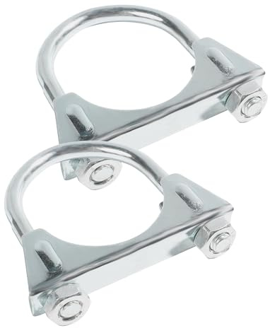 Flaconi 2PCS Abrazadera de Tubo para Auto,Abrazadera para Tubo de Escape Soporte de Tubo Galvanizado en Forma de U,Utilizado en la Entrada y Salida de Tuberías de Escape,Barcos,Motocicletas (32mm)