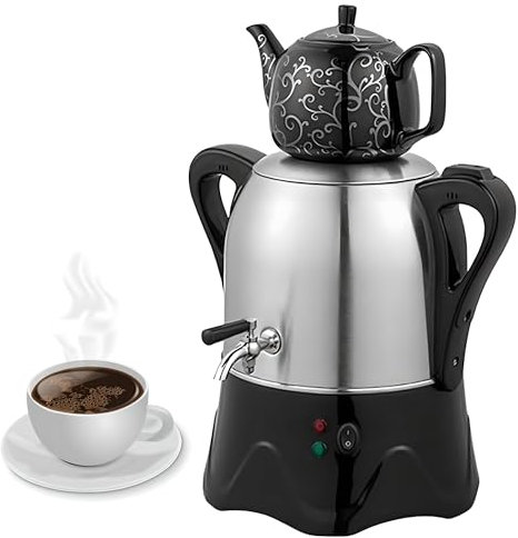 Fabricante De Té Turco Eléctrico, Tetera De Acero Inoxidable 3l con Función De Mantenimiento Cálido, Samovar Turco Eléctrico, 1l Cerámica Tetera Café Turco, Té Perfumado Black