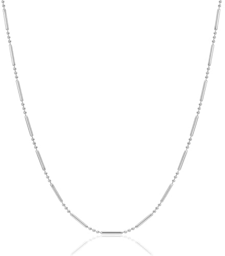 MIORE Schmuck Damen, Collier Halskette, Silberkette 925 Silber/ 18 Karat Gelbgold vergolde Kette, Fantasiekette, Bar Kugelkette aus Silber, Kette Damen, Allergenfrei & Handgemacht in Italien