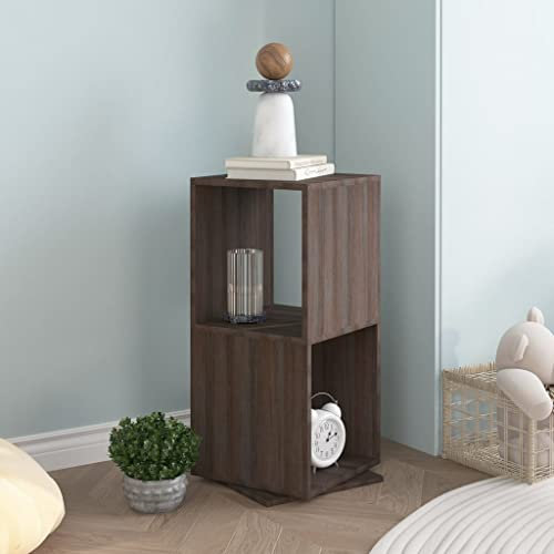 YUOTYRKTEJRSG Drehregal Grau und Sonoma-Eiche 34,5x34,5x75,5 cm Holzwerkstoff Ordner Regal Bücherregal Badregal Kitchen Shelf für Küche Schlafzimmer Wohnzimmer Arbeitszimmer